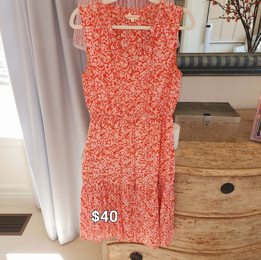 Summer dress pink red and white colors